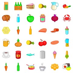 Feeding icons set. Cartoon style of 36 feeding vector icons for web isolated on white background