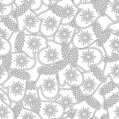 Obraz premium Gingerbread. Black and white illustration for coloring book or page. Christmas, holiday background.