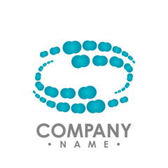 Abstract random blue dots vector design template on white background