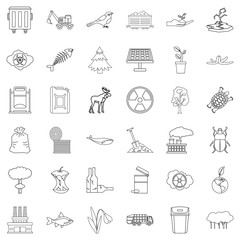 Poison icons set. Outline style of 36 poison vector icons for web isolated on white background