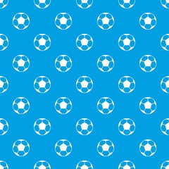 Soccer ball pattern repeat seamless in blue color for any design. Vector geometric illustration