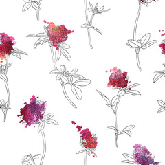 vector seamless pattern with clover flowers