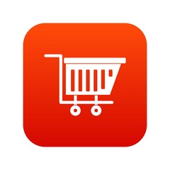 Empty plastic market trolley icon digital red for any design isolated on white vector illustration