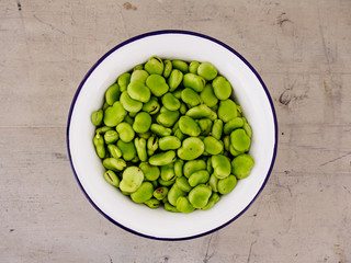 Fava beans in bowls