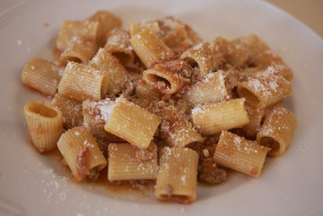 Macaroni pasta with bolognese sauce