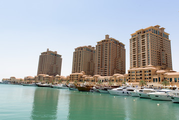 Fototapeta na wymiar Doha, Qatar : May 8 2018 : Marina Bay , Doha, Qatar