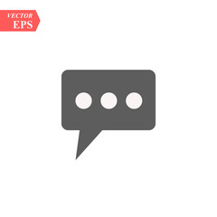 Chat Bubble, Dialog Box Isolated Flat Web Mobile Icon, Vector Sign Symbol Button Element Silhouette