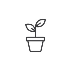 Fototapeta premium Potted plant outline icon. linear style sign for mobile concept and web design. Plant in pot simple line vector icon. Symbol, logo illustration. Pixel perfect vector graphics