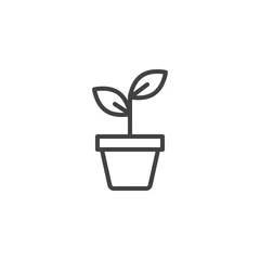 Tuinposter Potted plant outline icon. linear style sign for mobile concept and web design. Plant in pot simple line vector icon. Symbol, logo illustration. Pixel perfect vector graphics © alekseyvanin