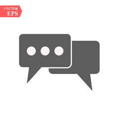Chat Bubble, Dialog Box Isolated Flat Web Mobile Icon, Vector Sign Symbol Button Element Silhouette