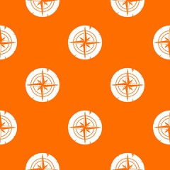 Ancient compass pattern repeat seamless in orange color for any design. Vector geometric illustration