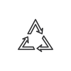 Recycling arrows triangle outline icon. linear style sign for mobile concept and web design. Recycle simple line vector icon. Symbol, logo illustration. Pixel perfect vector graphics