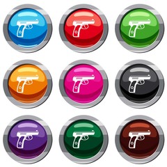 Gun set icon isolated on white. 9 icon collection vector illustration