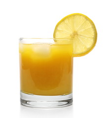 glass with orange juice isolated on white