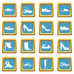 Shoe icons set in azur color isolated vector illustration for web and any design