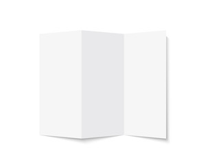 Brochure mock up. Realistic rendering blank tri-fold paper brochure.