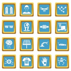 New technologies icons set in azur color isolated vector illustration for web and any design