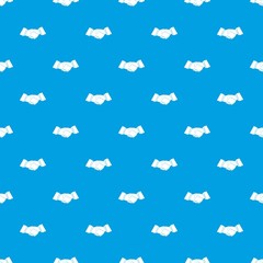 Handshake pattern repeat seamless in blue color for any design. Vector geometric illustration