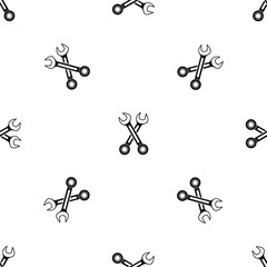 Crossed spanners pattern repeat seamless in black color for any design. Vector geometric illustration