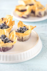 Filo cupcakes with blueberry cream cheese
