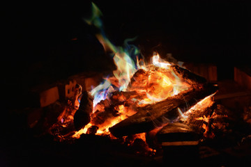 Fototapeta premium Fire in small fire pit 