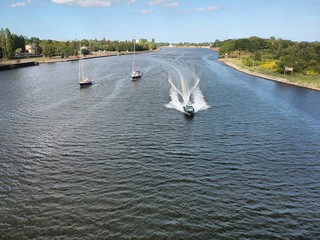 Police boat on the Vistula River near Gdansk 