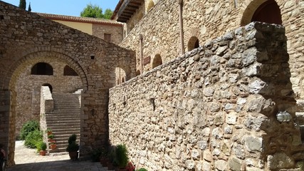 Wall in Hossios Lukas monastery in Greece