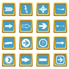 Arrow icons set in azur color isolated vector illustration for web and any design