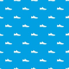 Sneakers pattern repeat seamless in blue color for any design. Vector geometric illustration