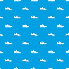 Sneakers pattern repeat seamless in blue color for any design. Vector geometric illustration