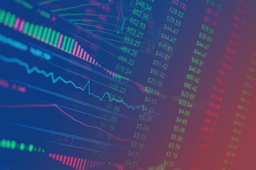 financial business stock market graph chart candle stick screen monitor