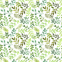Fototapeta na wymiar seamless pattern with watercolor fern leaves
