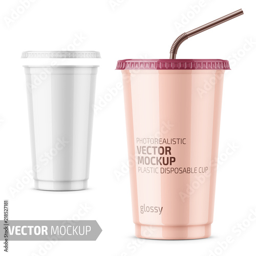 Download White Disposable Plastic Cup With Lid And Straw Wall Mural Wallpaper Murals Ilya Zaytsev