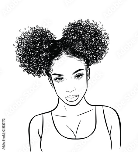 "Curly beauty girl illustration isolated on clear ...