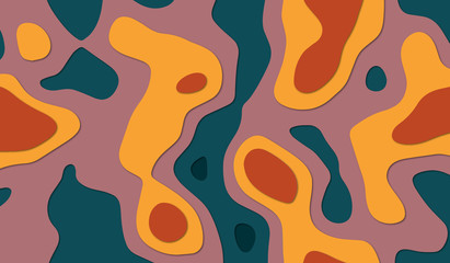 Abstract background. Paper cut effect. Raster texture. Shades of autumn.