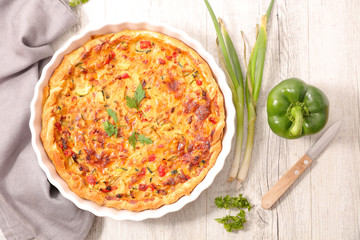 vegetable quiche, top view
