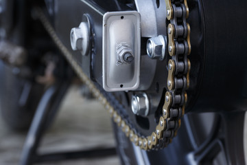 rear chain and sprocket of motorcycle