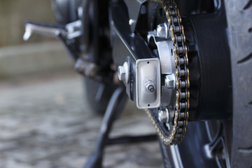 rear chain and sprocket of motorcycle