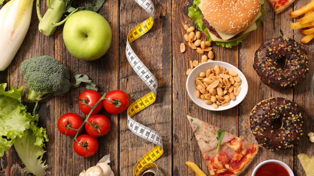 health food or junk food concept