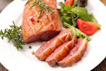 grilled slice of duck