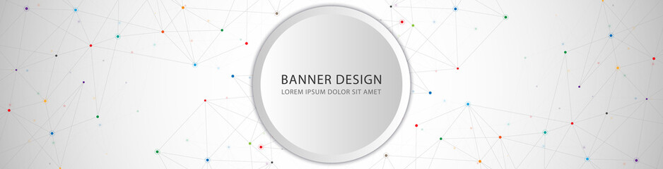 Vector banner design, network connection with lines and dots. Geometric and polygonal pattern.