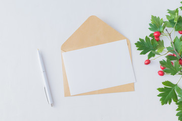 Mockup blank paper card and envelope