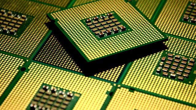 Closeup of many computer processor chip