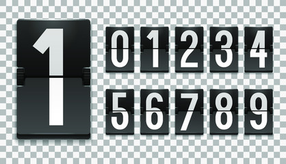 Numbers from Mechanical Scoreboard; Flip countdown clock counter; White digit on black board; Countdown flip board with Scoreboard
