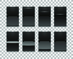 Mechanical scoreboard vector template; Flip countdown clock counter with transparent shadow; Set of mechanical scoreboard mock up