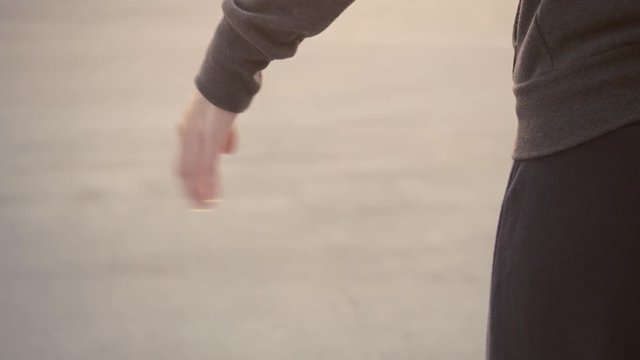 Hip hop female dancing with her hands and fingers 