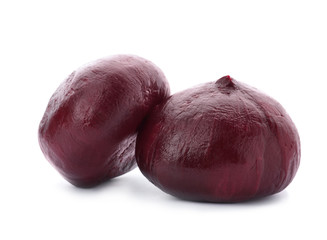 Boiled beets on white background. Taproot vegetable