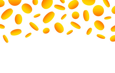 Falling gold coins background; Money rain dropping from the sky; Coins money falling flat gradient illustration; Growth, income, investment