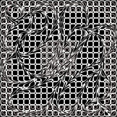 Checkered black and white pattern.