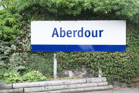 Aberdour town sign on the Scottish Fife coast
